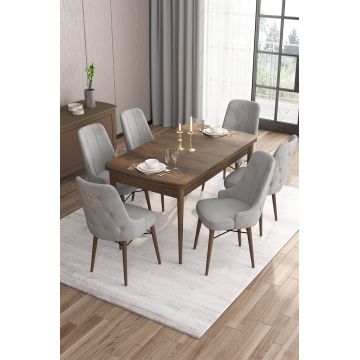 Set masa extensibila si scaune, Hanah Home, Are, Baroc / Gri