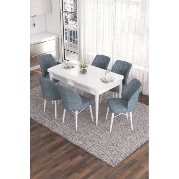 Set masa extensibila si scaune, Hanah Home, Eva, Alb/Gri