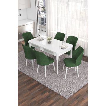 Set masa extensibila si scaune, Hanah Home, Eva, Alb / Kaki