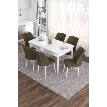 Set masa extensibila si scaune, Hanah Home, Eva, Alb/Maro