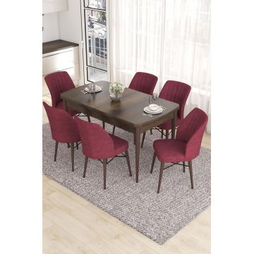Set masa extensibila si scaune, Hanah Home, Eva, Baroc / Burgundia