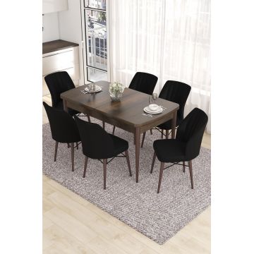 Set masa extensibila si scaune, Hanah Home, Eva, Baroc / Negru