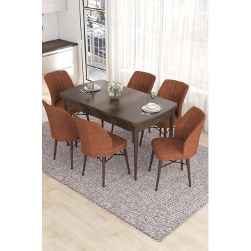 Set masa extensibila si scaune, Hanah Home, Eva, Baroc / Roșu-țiglă