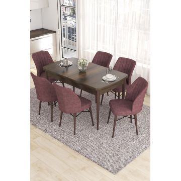 Set masa extensibila si scaune, Hanah Home, Eva, Baroc / Roz Păfuit