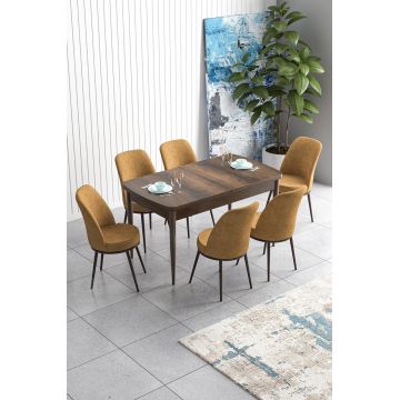 Set masa extensibila si scaune, Hanah Home, Han, Baroc / Cappuccino