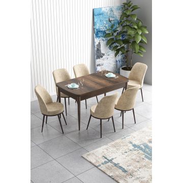 Set masa extensibila si scaune, Hanah Home, Han, Baroc / Crem