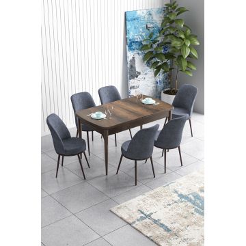 Set masa extensibila si scaune, Hanah Home, Han, Baroc / Fumuriu