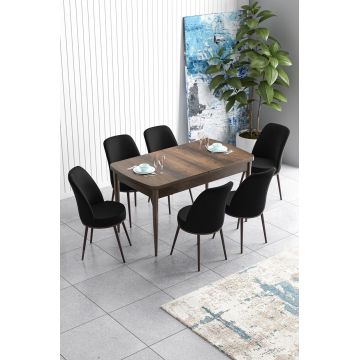 Set masa extensibila si scaune, Hanah Home, Han, Baroc / Negru