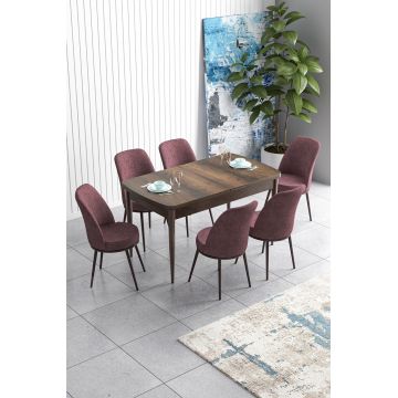 Set masa extensibila si scaune, Hanah Home, Han, Baroc / Roz Păfuit