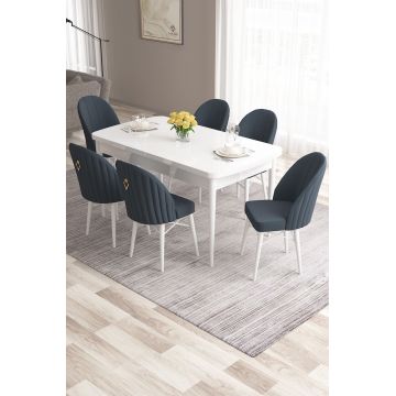 Set masa extensibila si scaune, Hanah Home, Roz, Alb / Antracit