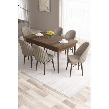 Set masa extensibila si scaune, Hanah Home, Roz, Baroc / Cappuccino