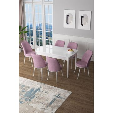 Set masa extensibila si scaune, Hanah Home, Zen, Alb/Roz