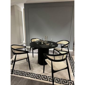 Set masă și scaune (5 bucăți), Hanah Home, Moon, Alb/Negru